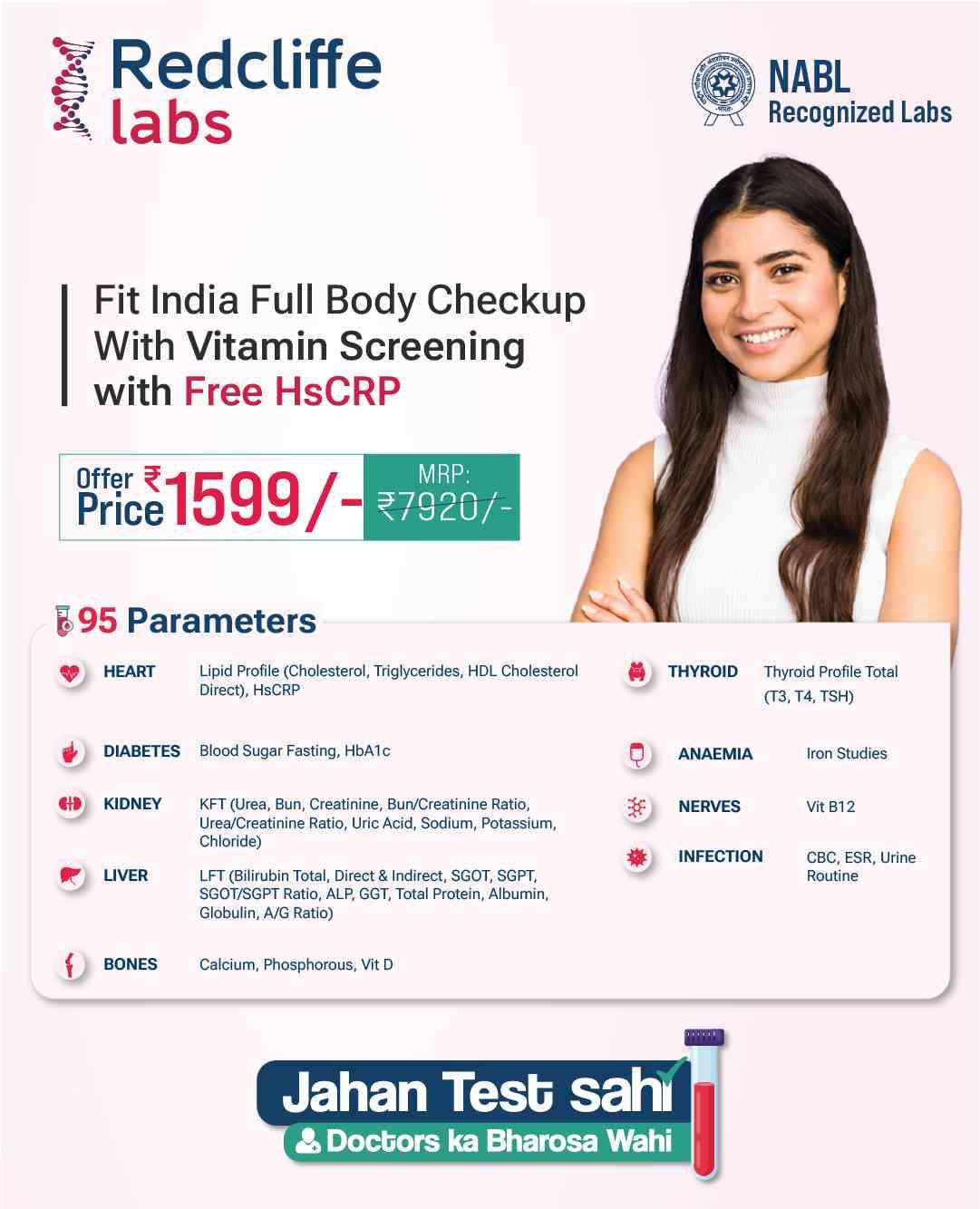Fit India Full Body Checkup With Vitamin Screening with Free HsCRP