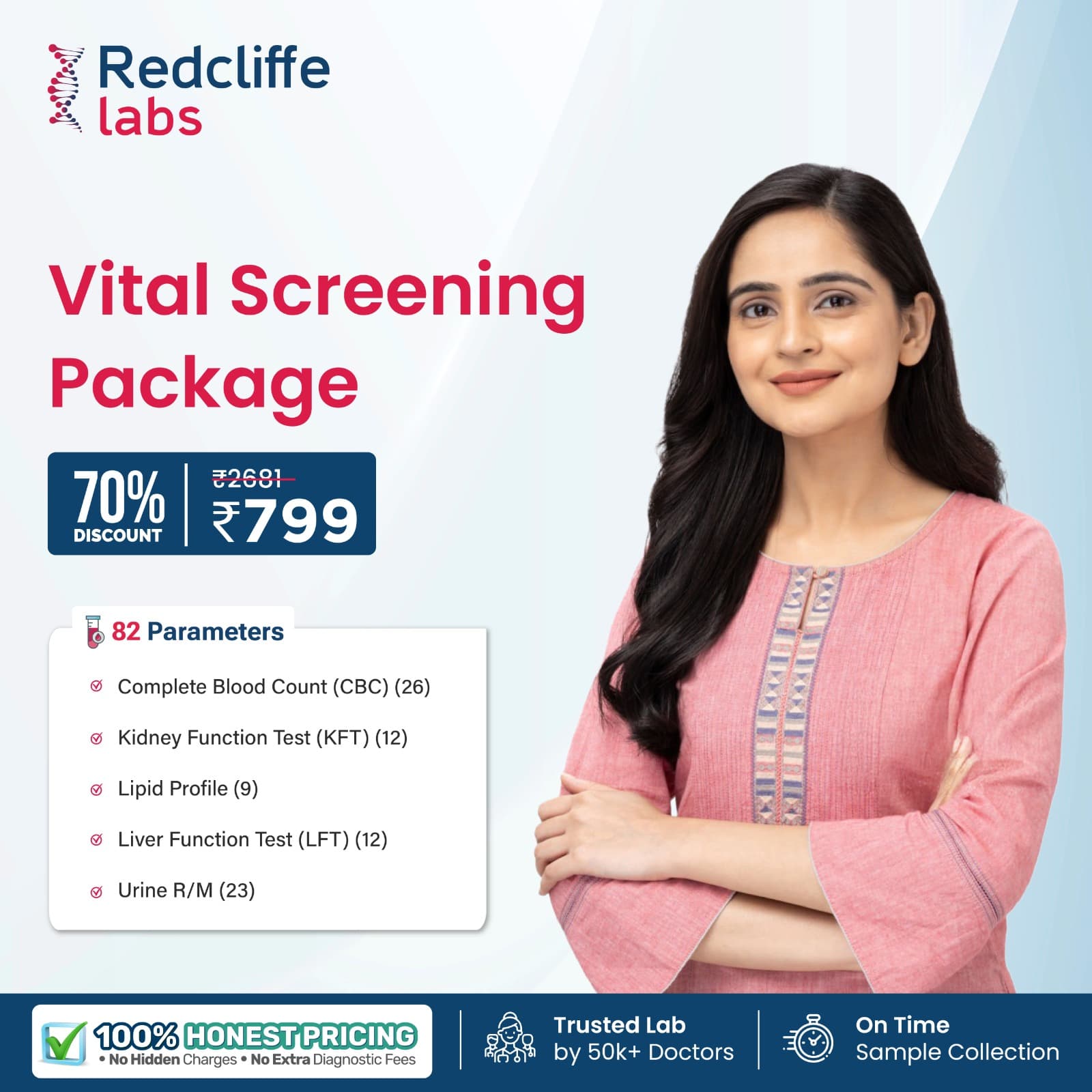 Develop Screening Package Vital Screening Package in Malleshwaram, Bangalore @ 799 - Redcliffe Labs